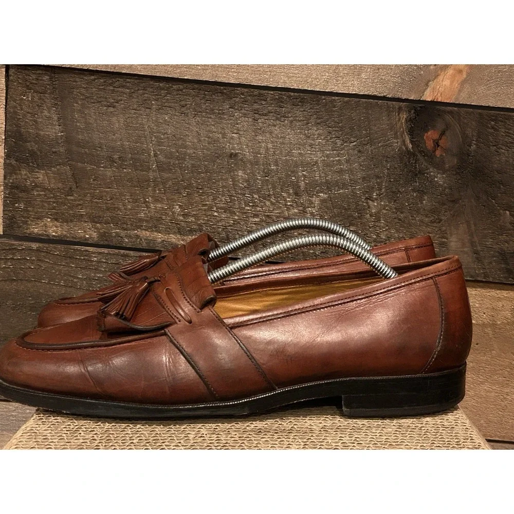 JOHNSTON & MURPHY Cellini Leather Kiltie Loafers w/Tassels Brown. 11.5‎